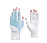 JIAHG 1 Pair Women’s Golf Gloves Fingerless Breathable Mesh UV Protection Anti-Slip Grip Left & Right Hand Golfing Driving Gloves Lightweight Sports Mitts for Ladies (Blue, M)