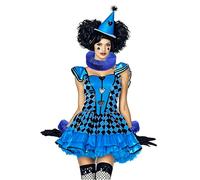 JIAHG 2Pcs Vintage Pleated Satin Ruff Collar with Wrist Cuffs Set, Renaissance Medieval Costume Neck Ruffle for Clown Cosplay, Halloween, Escape Room, Hen Party, Carnival (Blue)