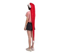 JIAHG 59 Inch Extra Long Santa Hat Adult Novelty Red Christmas Hats Long-tail Plush Christmas Cap Funny Christmas Props for Party Cosplay Carnival