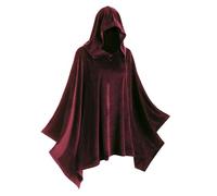 JIAHG Adult Halloween Warm Hooded Cloak Winter Soft Velvet Cape Medieval Vintage Dress Up Cozy Cloak Cosplay Costume Fancy Dress Accessory Role Play Prop for Halloween Christmas Party
