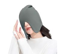JIAHG Blackout Sleep Cap with U-Shaped Eye Cover, Cooling Cotton Night Hat for Women & Men, Breathable Double-Layer Sleep Mask Beanie for Light Blocking, Travel Naps, Shift Work, Postpartum (Grey)