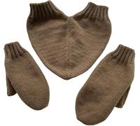 JIAHG Couples Hand-Holding Heart Mittens Cosy Knit Matching Winter Gloves Lovers Warm Mitts Unisex Hands Warmer Christmas Valentine Gift (Brown)