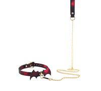 JIAHG Faux Leather Gothic Choker with Leash Set Rave Punk Goth Accessories O-Ring Collar for Women Halloween Sexy Cosplay, One Size, Faux Leather, No Gemstone