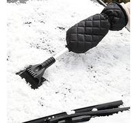 JIAHG Folding Car Ice Snow Scraper with Gloves Black Scratch-Free Snow Brush Shovel Winter Multi-function Foldable Car Kit Car Window Snow Removal tool Ice Scraper for Scraping Frost and Ice (Black)