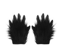 JIAHG Furry Animal Shape Gloves Gorilla Faux Fur Claw Cosplay Gloves Halloween Party Scary Prank Props Hairy Hands Claws Gloves for Carnival Stage Show Halloween Costume Accessories