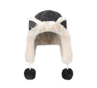 JIAHG Girls Cute Fox Ears Winter Warmer Hats with Earflaps Womens Trapper Hat Cute Cat Ears Cold Weather Soft Thicken Lined Cap for Outdoor Windproof Walking Traveling (UK, Alpha, One Size, Black)