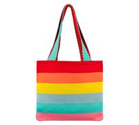JIAHG Girls Rainbow Stripes Tote Bag Youth Colorful Reusable Knitted Shoulder Bag Women Multipurpose Shopping Handbag for School Beach Daily Outdoor Street Birthday Gift