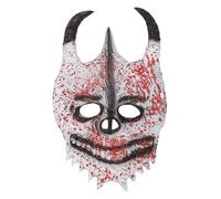 JIAHG Halloween Half Face Mask, Creepy Animal Mask, Demon Half Mask, Easter Horror Headpiece, Shofar Half Face Headpiece for Halloween, Carnival, Party Costume (Bone, White)