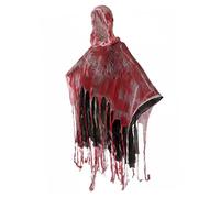 JIAHG Halloween Horror Distressed Hooded Cloak with Hole Mesh Skeleton Decor Red Cloak Vampire Ghost Cosplay Scary Prank Prop for Haunted House Party