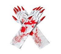 JIAHG Halloween Horror Red Long Claw Gloves Scary Ghost Gloves Witch Costume Cosplay Handswear Accessories for Women