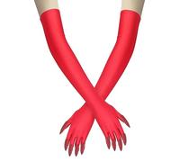 JIAHG Halloween Horror Red Long Claw Gloves Scary Ghost Gloves Witch Costume Cosplay Handswear Accessories for Women