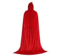 JIAHG Halloween Velvet Hooded Cape Full Length Witch Wizard Cape Costume Outfit Gothic Vampire Devil Knight Cloak with Hood Fancy Dress Purple Cape Cosplay Long Robe for Men Women (Red)