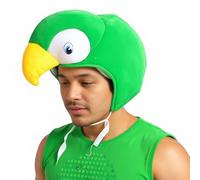 JIAHG Kids & Adults Parrot Costume Hat, Cartoon Bird Cap, Plush Velvet Animal Hat Hood, Novelty Fancy Dress Headwear for Parent-Child Cosplay Halloween Carnival (Green Parrot, Kids size)