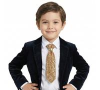 JIAHG Kids Sparkly Rhinestone Pre-tied Tie Adjustable Shiny Necktie Page Boys Wedding Formal Glitter Bling Stage Wear Costume Accessory for School Performance Birthday Party (Gold)