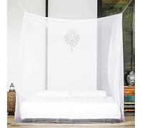 JIAHG Luxurious White Sheer Bed Canopy Curtain Mosquito Net Square Anti Mosquito Netting Elegant Mesh Mosquito Net Portable Bed Insect Protection Canopy for King Queen Size Beds Home Travel