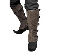 JIAHG Medieval Boot Covers, Faux Suede Over-Shoe Gaiters with Adjustable Side Buckles and Underfoot Stirrup, Unisex Costume Topper for LARP Halloween Cosplay, Renaissance Faire, Pirate Outfit (Brown)