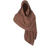 JIAHG Medieval Hooded Scarf Shawl Crown Headband Set Halloween Pirate Renaissance Cowl Cloak Viking Cosplay Wrap Cape with Hood Costume Accessory (Brown)