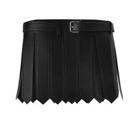 JIAHG Medieval Roman Gladiator Leather Skirt with Belt Viking Waist Armor Cosplay Costume Accessory for Halloween Fancy Dress, LARP (Black)