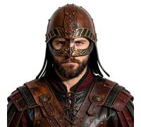 JIAHG Medieval Viking Costume Hat with Celtic Knot Details Norse Warrior Cosplay Full Head Mask Helmet for Halloween LARP