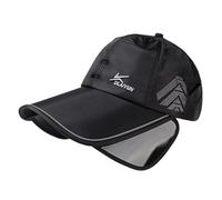 JIAHG Men's Quick-Dry Baseball Cap with Retractable Long Brim UPF 50+ Sun Protection Hat Adjustable Breathable Outdoor Sports Hat for Hiking, Fishing, Running (UK, Alpha, One Size, Black)