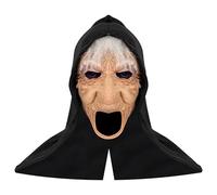 JIAHG Scary Witch Mask Realistic Latex Witch Full Head Mask Horror Witch Headpiece Prop Costume Cosplay Accessory for Halloween Fancy Dress Party (Style B)