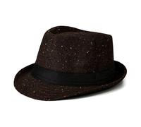 JIAHG Warm Felt Fedora Hats with Color Dot Patterns Men’s Winter Windproof Classic Formal Trilby Hat Vintage Jazz Panama Cap for Church Derbies Travel Gift (UK, Alpha, One Size, Dark Brown)