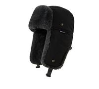 JIAHG Winter Camo Trapper Hat with Ear Flaps Insulated Windproof Bomber Trooper Hat Plush Faux Fur Lined Earflap Hat Warm Ski Snow Cap for Men Women (UK, Alpha, One Size, Black)