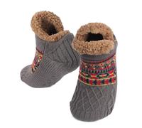 JIAHG Winter Mens Knit Slipper Socks Non-Slip Floor Socks with Sherpa Lining, Cozy Wool Indoor Socks Warm Fleece Lined Home Sock Slippers for Cold Weather Home Bedtime Wear