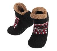 JIAHG Winter Mens Knit Slipper Socks Non-Slip Floor Socks with Sherpa Lining, Cozy Wool Indoor Socks Warm Fleece Lined Home Sock Slippers for Cold Weather Home Bedtime Wear
