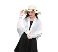 JIAHG Women Girls Summer Chiffon Sun Shrug Cool Bolero Long Sleeve Sunscreen Shawl Beach Cover Ups Pleated UV Protection Shrug Coat Scarf for Travel Hiking Driving