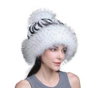 JIAHG Women’s Faux Fur Cossack Winter Hat with Pom, Leopard Print Snow Cap Ski Hat, Ladies Warm Plush Pom Pom Beanie for Cold Weather, Travel, Party