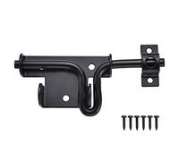 JIAHOO Slide Bolt Gate Latch, Heavy Duty Door Lock with Padlock Hole, Sliding Bolt Latch Hardware for Wooden Fence, Shed Door, PVC Fence, Barn Door, Thickened Steel, Black Finish