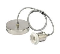 JIAHUA Braided Flex Lamp Holder, Suspended Pendant Light Fitting E27 Lamp Holder Satin Ceiling Rose-Satin Nickle