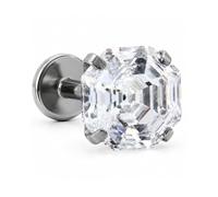 JIAINUS 16G Titanium Flat Back Stud Internally Threaded Piercing Jewelry, 16G-(6mm&8mm), Cubic Zirconia, cubic zirconia