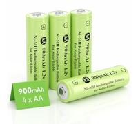 JiajaX AA 1.2V Ni-MH Rechargeable Battery, Double A 900mAh 1.2V Solar Battery Pre-Charged, High Capacity for Solar Lights, String Lights, Solar Pathway Lights (AA-900mAh-4pack)