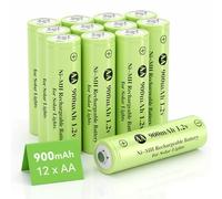 JiajaX AA 1.2V Ni-MH Rechargeable Battery, Double A 900mAh 1.2V Solar Battery Pre-Charged, High Capacity for Solar Lights, String Lights, Solar Pathway Lights (AA-900mAh-12pack)