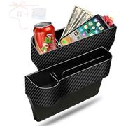 jiaji Car Seat Gap Filler Organizer, 2 Pack Multifunctional Car Seat Organizer, Auto Console Side Storage Box with Cup Holders 2 Seat Hooks for Drink, Car Organizer Front Seat, Night Black