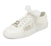 JIAJIA 8832 Wedding Shoes Bridal Sneakers Flats Bride Tennis Shoes Lace Sneakers Colour Ivory,Size 7 UK/41 EU