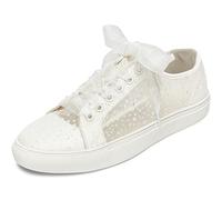 JIAJIA 8832A Wedding Shoes Bridal Sneakers Flats Bride Tennis Shoes Lace Sneakers Colour Ivory,Size 4 UK/37 EU