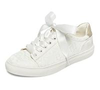 JIAJIA 8834A Wedding Shoes Bridal Sneakers Flats Bride Tennis Shoes Lace Sneakers Colour Ivory,Size 7 UK/41 EU