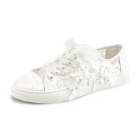 JIAJIA 8836 Wedding Shoes Bridal Sneakers Flats Bride Tennis Shoes Flowers Lace Sneakers Colour Ivory,Size 2.5 UK/35 EU
