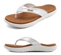 jiajiale Womens Fashion Orthotic Flip Flops Ladies Lightweight Comfortable Thick Cushion Support Yoga Mat Thong Sandals With Plantar Fasciitis Slip On Outdoor for Summer White Khaki UK6
