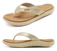 jiajiale Womens Fashion Orthotic Flip Flops Ladies Lightweight Comfortable Thick Cushion Support Yoga Mat Thong Sandals With Plantar Fasciitis Slip On Outdoor for Summer Beige WHite UK6.5
