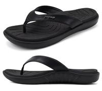 jiajiale Womens Fashion Orthotic Flip Flops Ladies Lightweight Comfortable Thick Cushion Support Yoga Mat Thong Sandals With Plantar Fasciitis Slip On Outdoor for Summer Black UK6