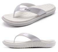 jiajiale Womens Fashion Orthotic Flip Flops Ladies Lightweight Comfortable Thick Cushion Support Yoga Mat Thong Sandals With Plantar Fasciitis Slip On Outdoor for Summer White UK6