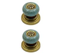 jiajulashou123 2 Pack Vintage Ceramic+Zinc Alloy Cabinet Knobs, Blue, 32mm x 31mm, Single Hole, Antique Finish, Drawer Pulls, Wardrobe Handles