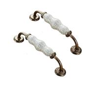 jiajulashou123 2 Pcs Zinc Alloy Cabinet Handle Modern Ceramic Handle Vintage Drawer Handles Wardrobe Door Handle Antique Cupboard Handles for Wardrobe Drawer,Home Decoration,with Screws (D)