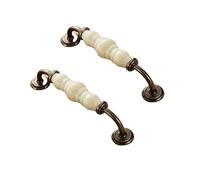 jiajulashou123 2 Pcs Zinc Alloy Cabinet Handle Modern Ceramic Handle Vintage Drawer Handles Wardrobe Door Handle Antique Cupboard Handles for Wardrobe Drawer,Home Decoration,with Screws (E)