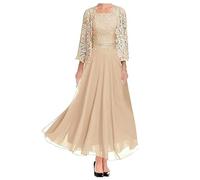 JIAJUPA Ankle Length Mother of The Bride Dresses with Jacket Plus Size Mother of Groom Dresses for Wedding Formal Gown Champagne Size 16