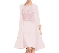 JIAJUPA Mother of The Bride Dresses for Wedding Tea Length Mother of Groom Dress with Jacket Wedding Guest Formal Gown Blush Size 12